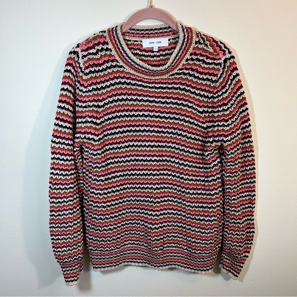 ✨ John + Jenn Striped Pullover Sweater Small Pink‎